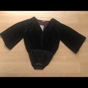 Zara bell-sleeve velvet bodysuit